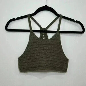 Knitted olive green crop